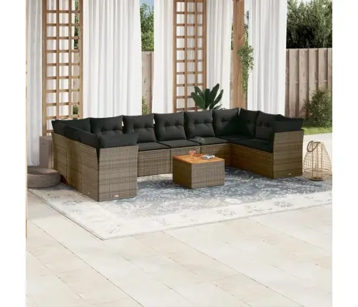 Sodo Komplektas Su Pagalvėlėmis, 11 Dalių, Pilkas, Poliratanas