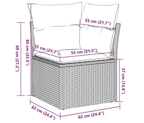 11-Osaline Aiadiivani Komplekt Patjadega, Hall, Polürotang