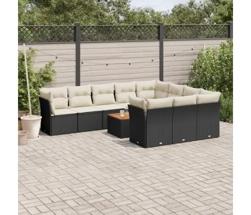 Sodo Komplektas Su Pagalvėlėmis, 11 Dalių, Juodas, Poliratanas