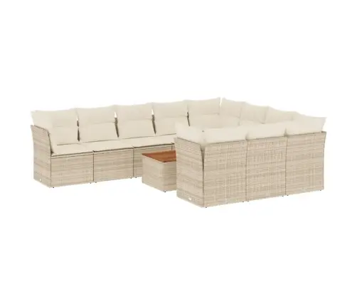 11-Daļīgs Dārza Dīvāna Komplekts, Matrači, Bēša Pe Rotangpalma Vidaxl