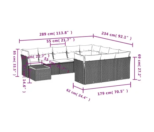 11-Osaline Aiadiivani Komplekt Patjadega, Must, Polürotang