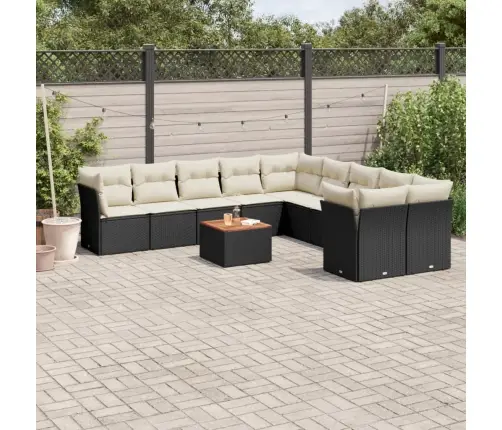 Sodo Komplektas Su Pagalvėlėmis, 11 Dalių, Juodas, Poliratanas