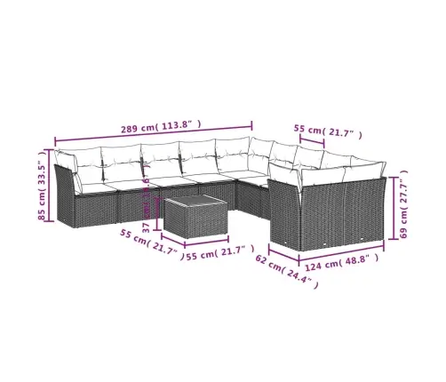 11-Daļīgs Dārza Dīvāna Komplekts, Matrači, Bēša Pe Rotangpalma Vidaxl
