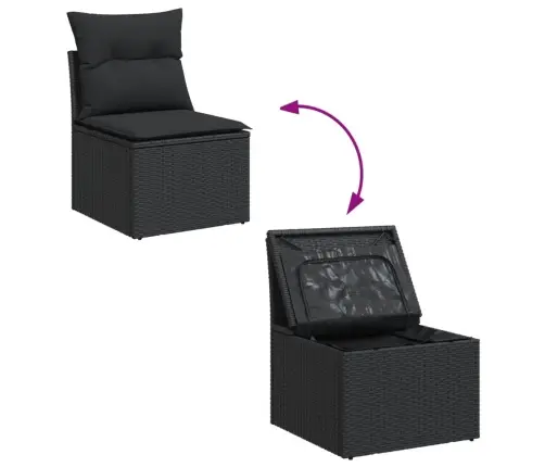 Sodo Komplektas Su Pagalvėlėmis, 10 Dalių, Juodas, Poliratanas