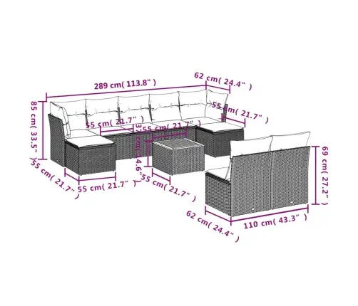 10-Osaline Aiadiivani Komplekt Patjadega, Must, Polürotang