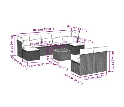 10-Osaline Aiadiivani Komplekt Patjadega, Beež, Polürotang