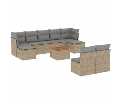 10-Daļīgs Dārza Dīvāna Komplekts, Matrači, Bēša Pe Rotangpalma Vidaxl 10-Daļīgs Dārza Dīvāna Komplekts, Matrači, Bēša Pe Rotangpalma Vidaxl