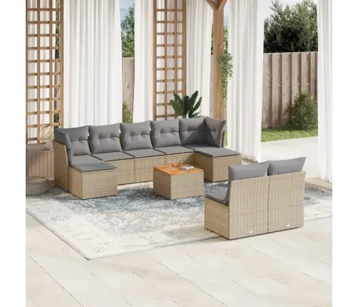 10-Daļīgs Dārza Dīvāna Komplekts, Matrači, Bēša Pe Rotangpalma Vidaxl 10-Daļīgs Dārza Dīvāna Komplekts, Matrači, Bēša Pe Rotangpalma Vidaxl