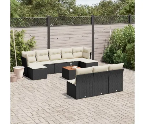 11-Daļīgs Dārza Dīvāna Komplekts, Matrači, Melna Pe Rotangpalma Vidaxl