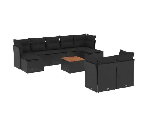 Sodo Komplektas Su Pagalvėlėmis, 10 Dalių, Juodas, Poliratanas