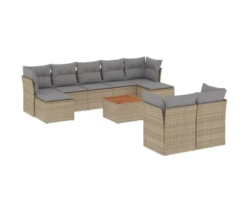 Sofos Komplektas Su Pagalvėlėmis, 10 Dalių, Smėlio, Poliratanas