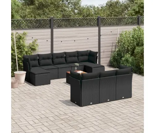 Sodo Komplektas Su Pagalvėlėmis, 11 Dalių, Juodas, Poliratanas