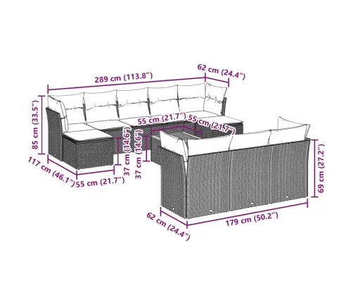 11-Osaline Aiadiivani Komplekt Patjadega, Must, Polürotang