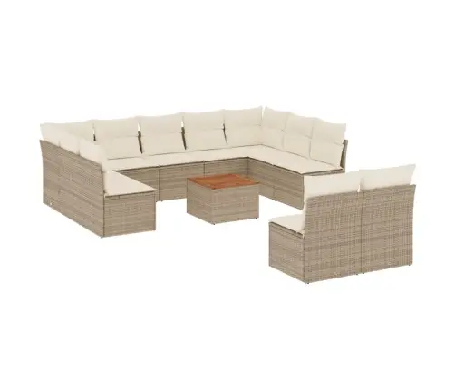 Sodo Komplektas Su Pagalvėlėmis, 12 Dalių, Smėlio, Poliratanas