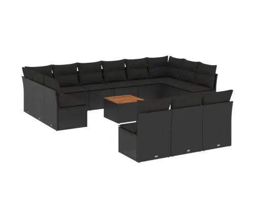 14-Osaline Aiadiivani Komplekt Patjadega, Must, Polürotang