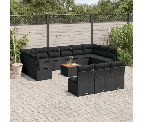 14-Osaline Aiadiivani Komplekt Patjadega, Must, Polürotang