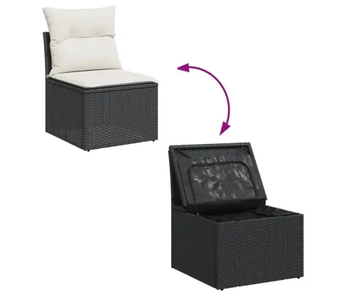 12-Daļīgs Dārza Dīvānu Komplekts, Matrači, Melna Pe Rotangpalma Vidaxl