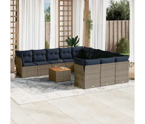 12-Daļīgs Dārza Dīvānu Komplekts Ar Matračiem, Pelēks Pe Vidaxl