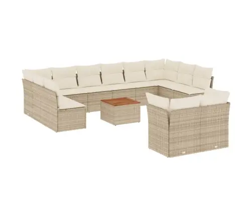 Sofos Komplektas Su Pagalvėlėmis, 13 Dalių, Smėlio, Poliratanas