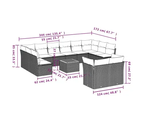 13-Osaline Aiadiivani Komplekt Patjadega, Beežid Toonid