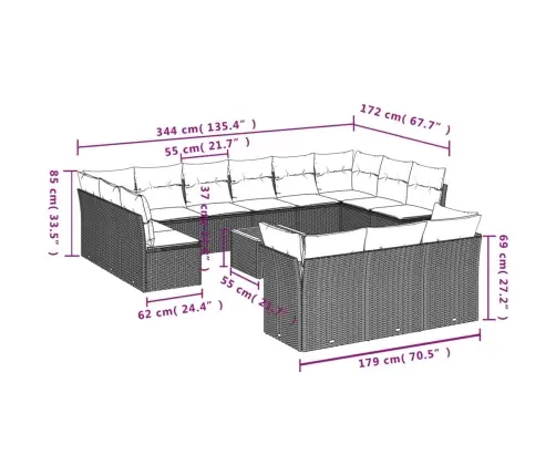 14-Osaline Aiadiivani Komplekt Patjadega, Must, Polürotang