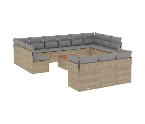 Sodo Komplektas Su Pagalvėlėmis, 14 Dalių, Smėlio, Poliratanas Sodo Komplektas Su Pagalvėlėmis, 14 Dalių, Smėlio, Poliratanas