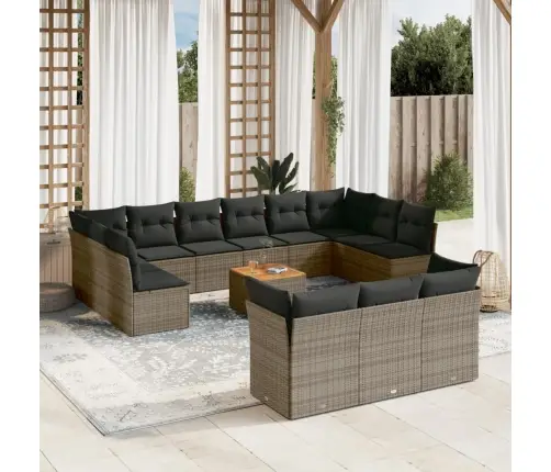 Sodo Komplektas Su Pagalvėlėmis, 14 Dalių, Pilkas, Poliratanas