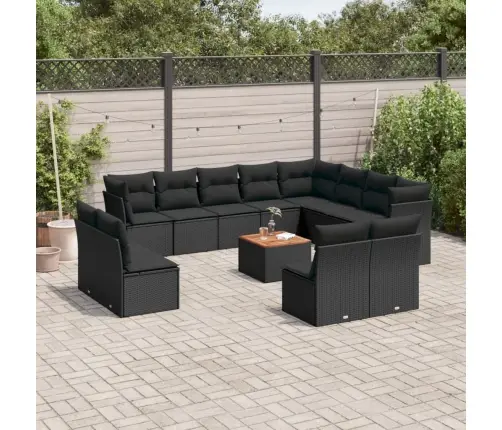 13-Osaline Aiadiivani Komplekt Patjadega, Must, Polürotang