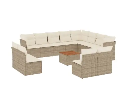 13-Daļīgs Dārza Dīvāna Komplekts, Matrači, Bēša Pe Rotangpalma Vidaxl 13-Daļīgs Dārza Dīvāna Komplekts, Matrači, Bēša Pe Rotangpalma Vidaxl