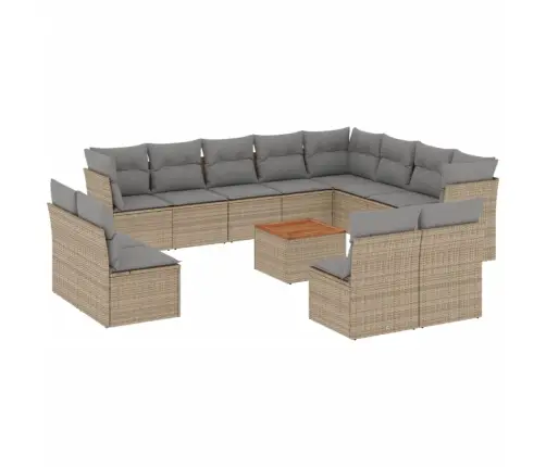 Sofos Komplektas Su Pagalvėlėmis, 13 Dalių, Smėlio, Poliratanas