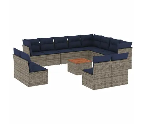 13-Daļīgs Dārza Dīvānu Komplekts Ar Matračiem, Pelēks Pe Vidaxl