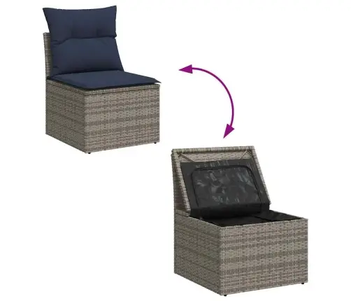 13-Daļīgs Dārza Dīvānu Komplekts Ar Matračiem, Pelēks Pe Vidaxl