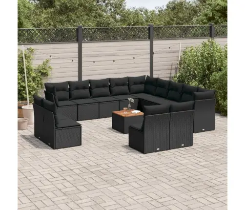 14-Osaline Aiadiivani Komplekt Patjadega, Must, Polürotang