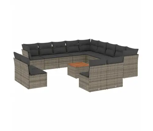 Sodo Komplektas Su Pagalvėlėmis, 14 Dalių, Pilkas, Poliratanas