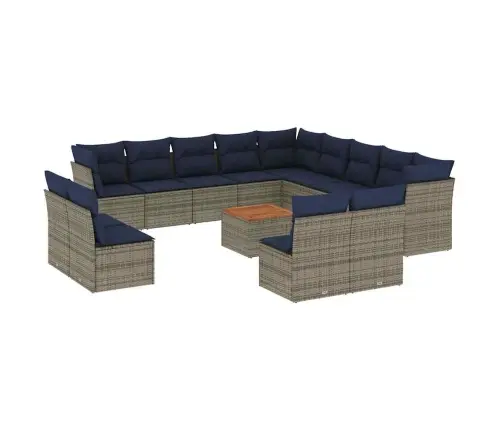 Sodo Komplektas Su Pagalvėlėmis, 14 Dalių, Pilkas, Poliratanas Sodo Komplektas Su Pagalvėlėmis, 14 Dalių, Pilkas, Poliratanas