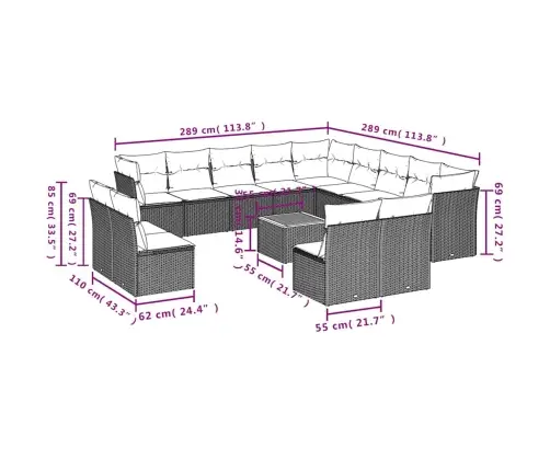 Sodo Komplektas Su Pagalvėlėmis, 14 Dalių, Pilkas, Poliratanas Sodo Komplektas Su Pagalvėlėmis, 14 Dalių, Pilkas, Poliratanas