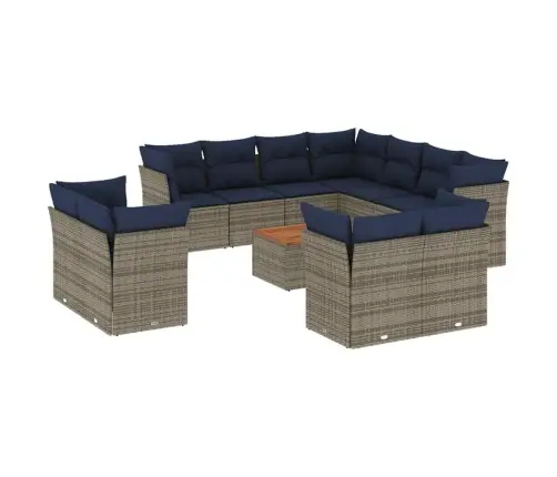 Sodo Komplektas Su Pagalvėlėmis, 12 Dalių, Pilkas, Poliratanas