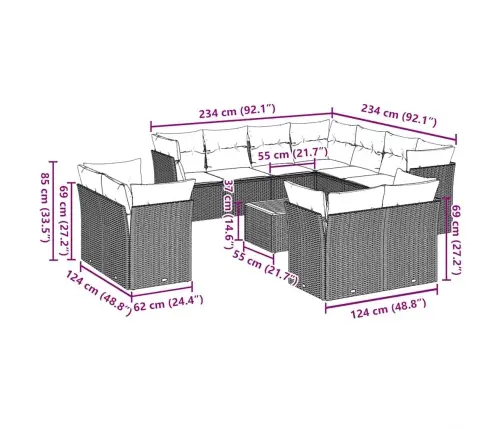 Sodo Komplektas Su Pagalvėlėmis, 12 Dalių, Pilkas, Poliratanas