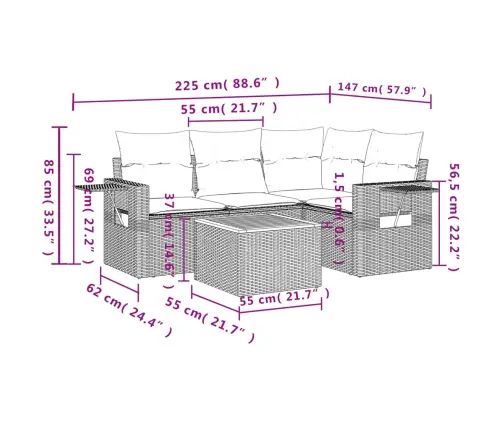 13-Osaline Aiadiivani Komplekt Patjadega, Must, Polürotang