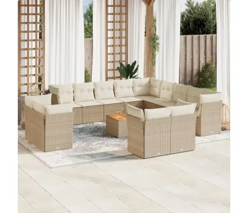 14-Osaline Aiadiivani Komplekt Patjadega, Beež, Polürotang