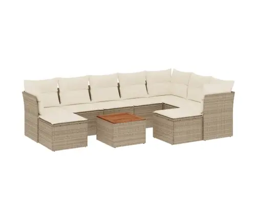 Sofos Komplektas Su Pagalvėlėmis, 10 Dalių, Smėlio, Poliratanas