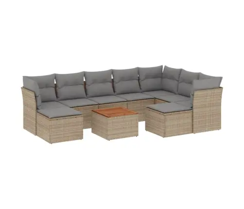 10-Daļīgs Dārza Dīvāna Komplekts, Matrači, Bēša Pe Rotangpalma Vidaxl