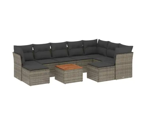 10-Daļīgs Dārza Dīvāna Komplekts Ar Matračiem, Pelēks Pe Pinums Vidaxl