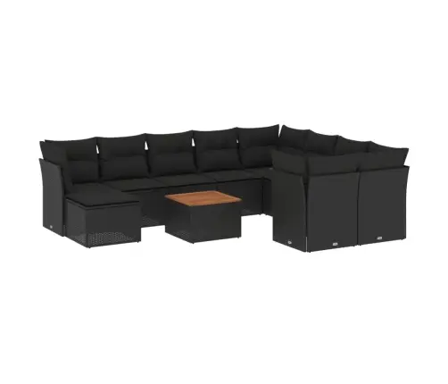 Sodo Komplektas Su Pagalvėlėmis, 11 Dalių, Juodas, Poliratanas