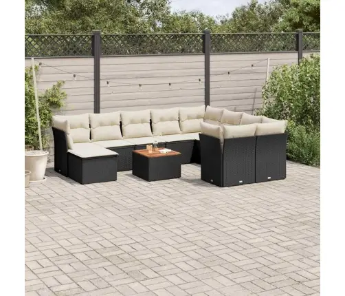 Sodo Komplektas Su Pagalvėlėmis, 11 Dalių, Juodas, Poliratanas