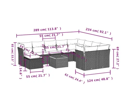 Sofos Komplektas Su Pagalvėlėmis, 11 Dalių, Smėlio, Poliratanas