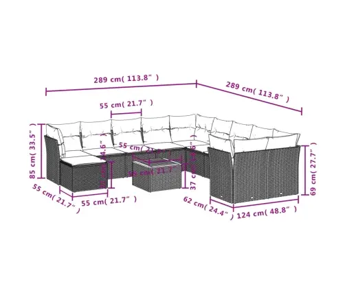 12-Osaline Aiadiivani Komplekt Patjadega, Must, Polürotang