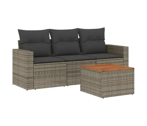 4-Daļīgs Dārza Dīvāna Komplekts Ar Matračiem, Pelēks Pe Pinums Vidaxl