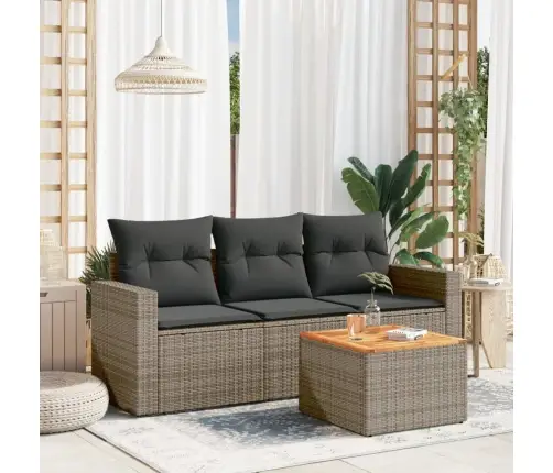 4-Daļīgs Dārza Dīvāna Komplekts Ar Matračiem, Pelēks Pe Pinums Vidaxl