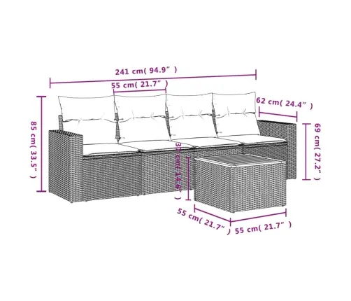 5-Daļīgs Dārza Dīvāna Komplekts Ar Matračiem, Pe Rotangpalma Vidaxl